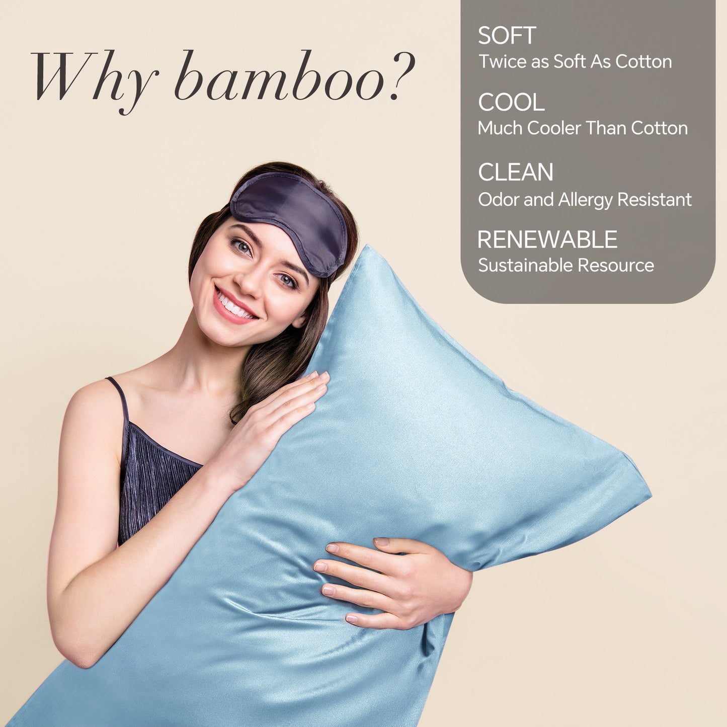 Pillow Cases Set of 2 Pack, Rayon Derived from Bamboo, Cooling Pillow Cases for Hot Sleepers & Night Sweats, Breathable and Silky Soft Envelope Pillowcases