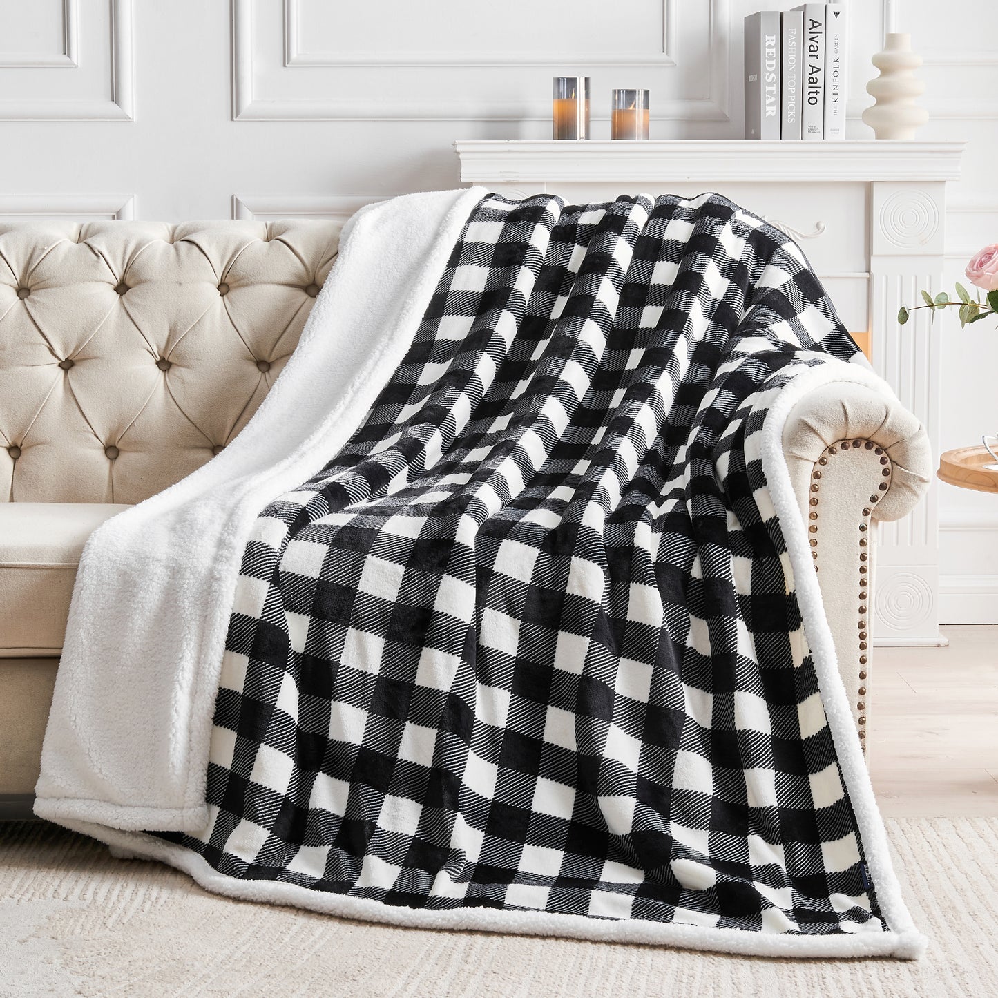 Sherpa Fleece Blanket - Buffalo Plaid Christmas Blanket, Super Soft Cozy Warm Thick Winter Throw Blankets for Couch and Bed