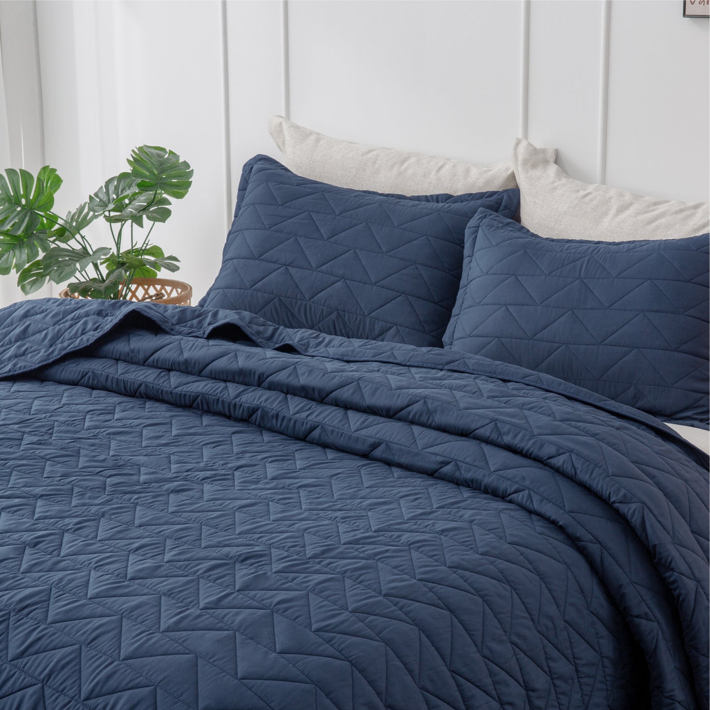 Quilts Sets - Summer Lightweight Bedspreads - Soft Modern Weave Pattern Coverlet Bed Set - 3 Piece (1 Quilt 90" x 96" + 2 Pillow Shams 20" x 26")