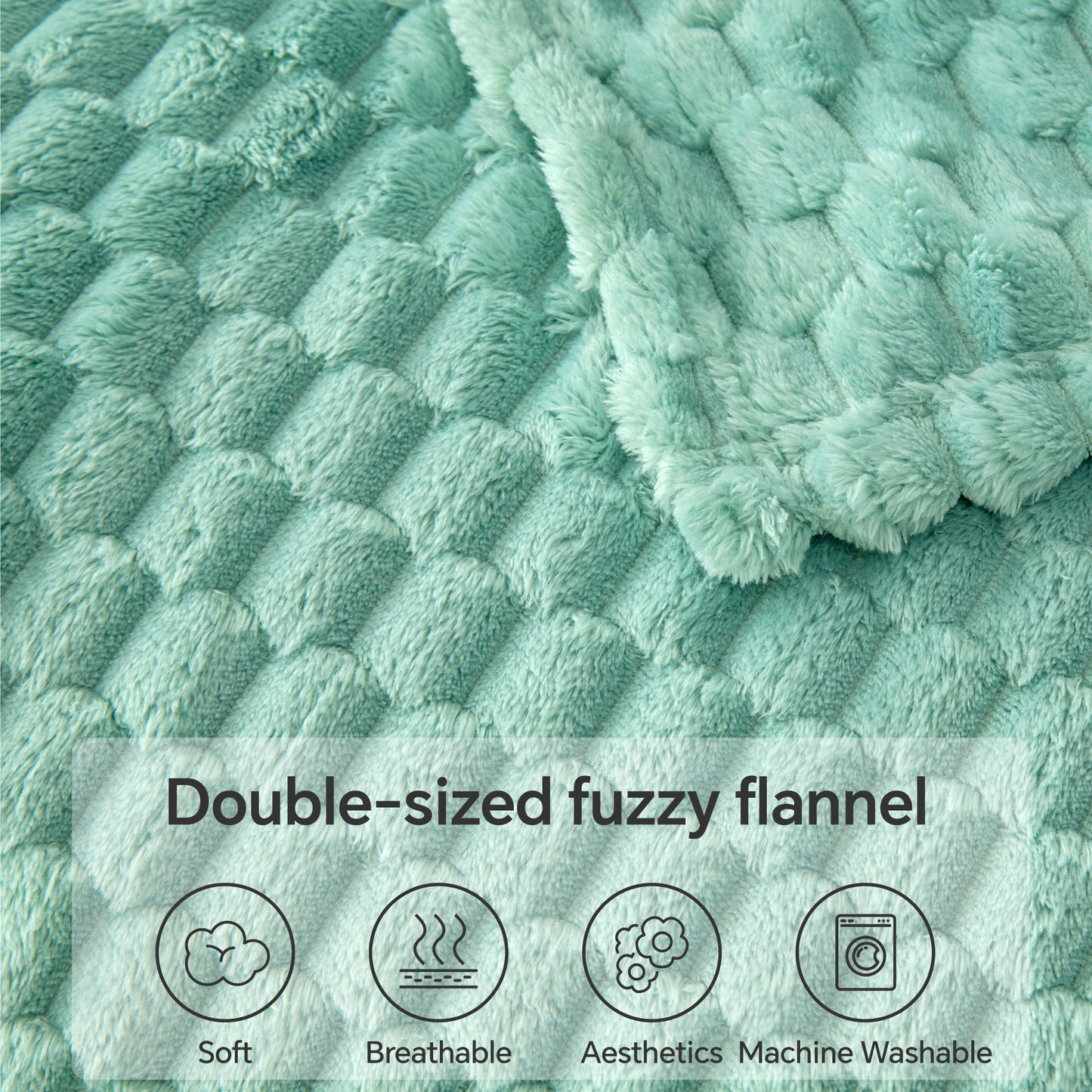 Fleece Blanket, Large Queen Blanket for Bed, 3D Jacquard Decorative White Fuzzy Blanket, Soft and Cozy Warm Plush Fluffy Blanket for Winter