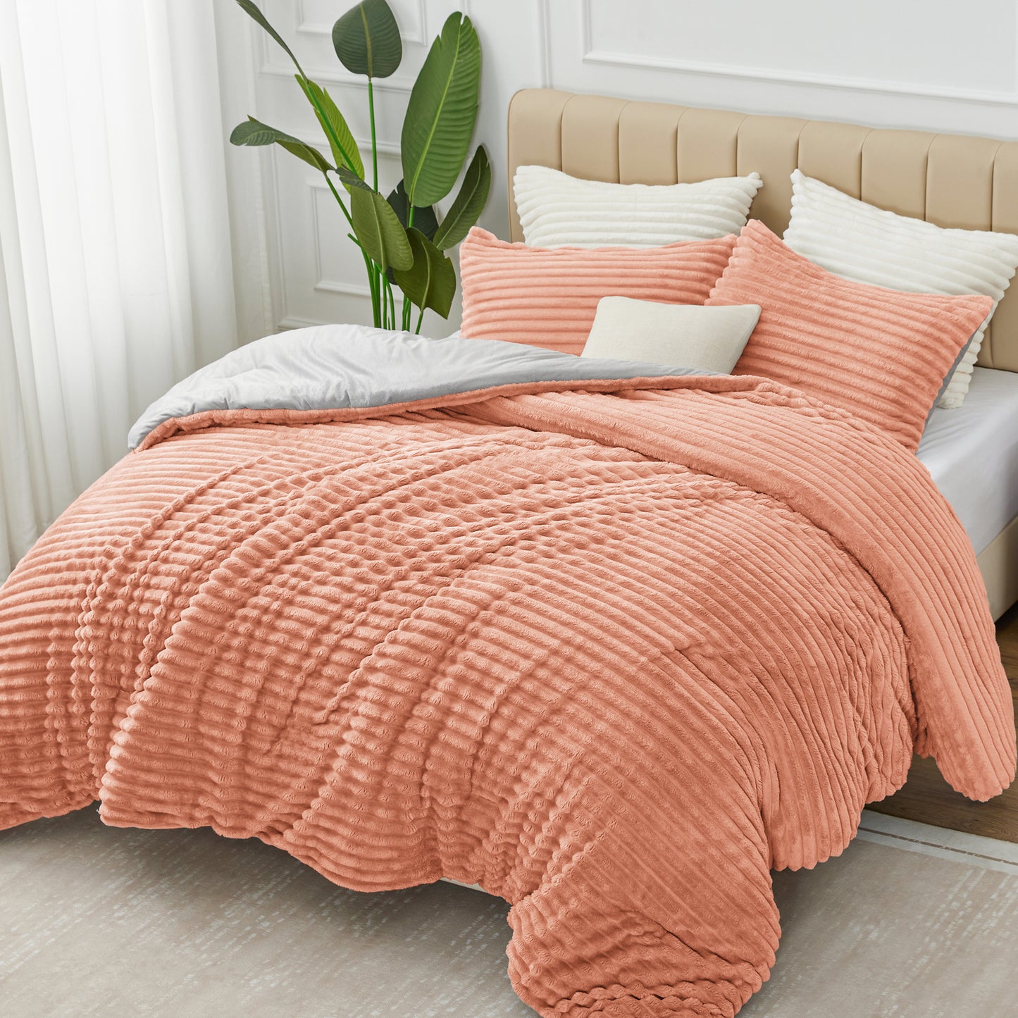 Fleece Comforter Set -Super Soft & Warm Fluffy Bedding, Luxury Fuzzy Heavy Bed Set for Winter