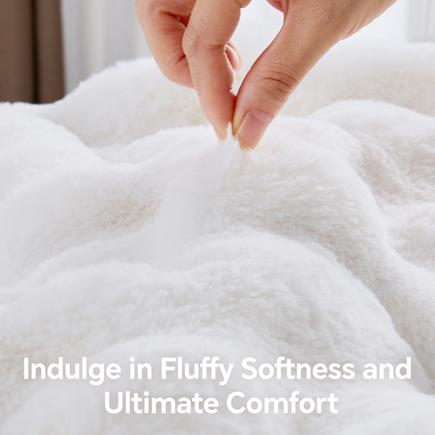 BEDELITE Faux Fur Throw Blanket, Soft Cozy Plush Bubble Blanket for Couch Sofa Bedroom Living Room Decor - 870GSM Thick Warm Fuzzy Fluffy Faux Rabbit Fur Blanket