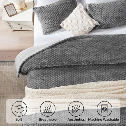 Fluffy Comforter Set - Fleece Soft Comforter for Bed, Luxury Warm Bedding Set for Winter, Fuzzy Bed Set