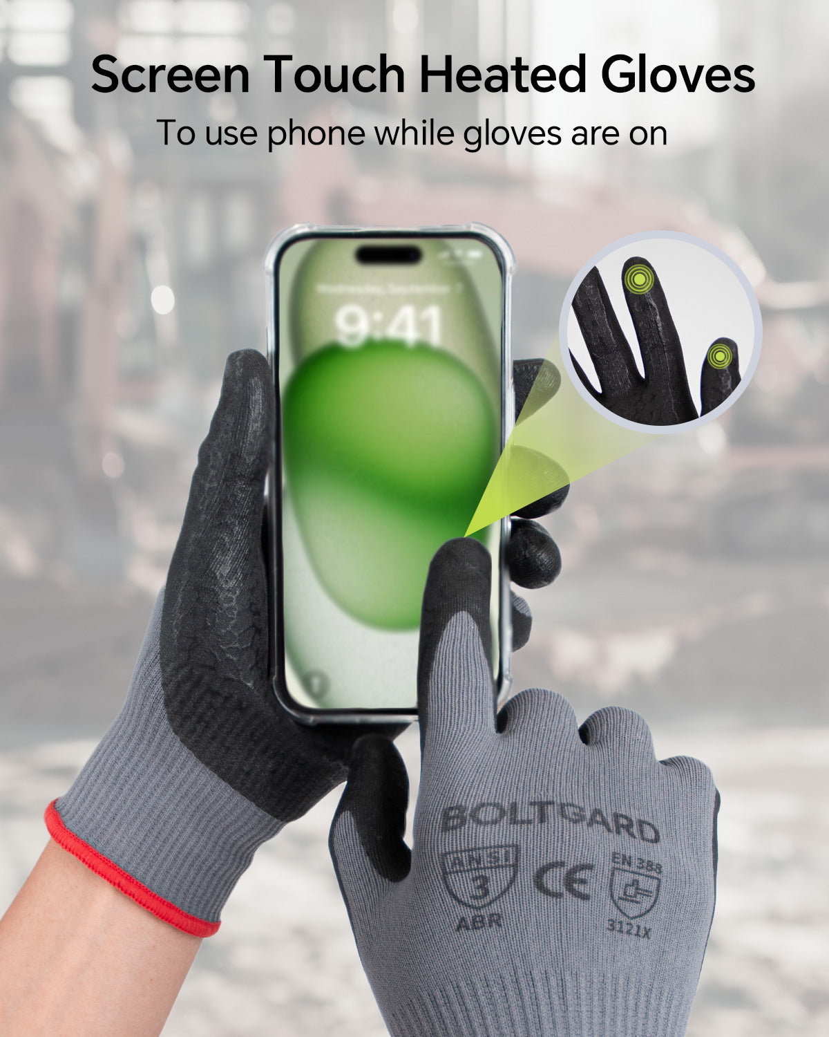 BOLTGARD Work Gloves Men Pro with Wavy Foam Nitrile Grip, Breathable Touchscreen