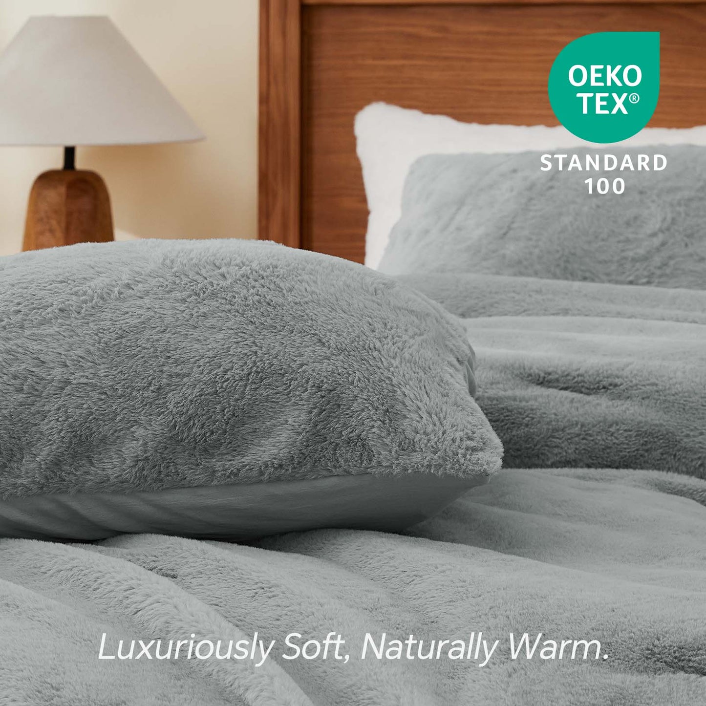 BEDELITE Faux Fur Fleece Queen Comforter Set - Fluffy & Warm Grey Comforter Queen Size,Ultra Soft and Cozy Winter Bedding Set,Fuzzy Thick Bed Set,1 Comforter and 2 Pillowcases
