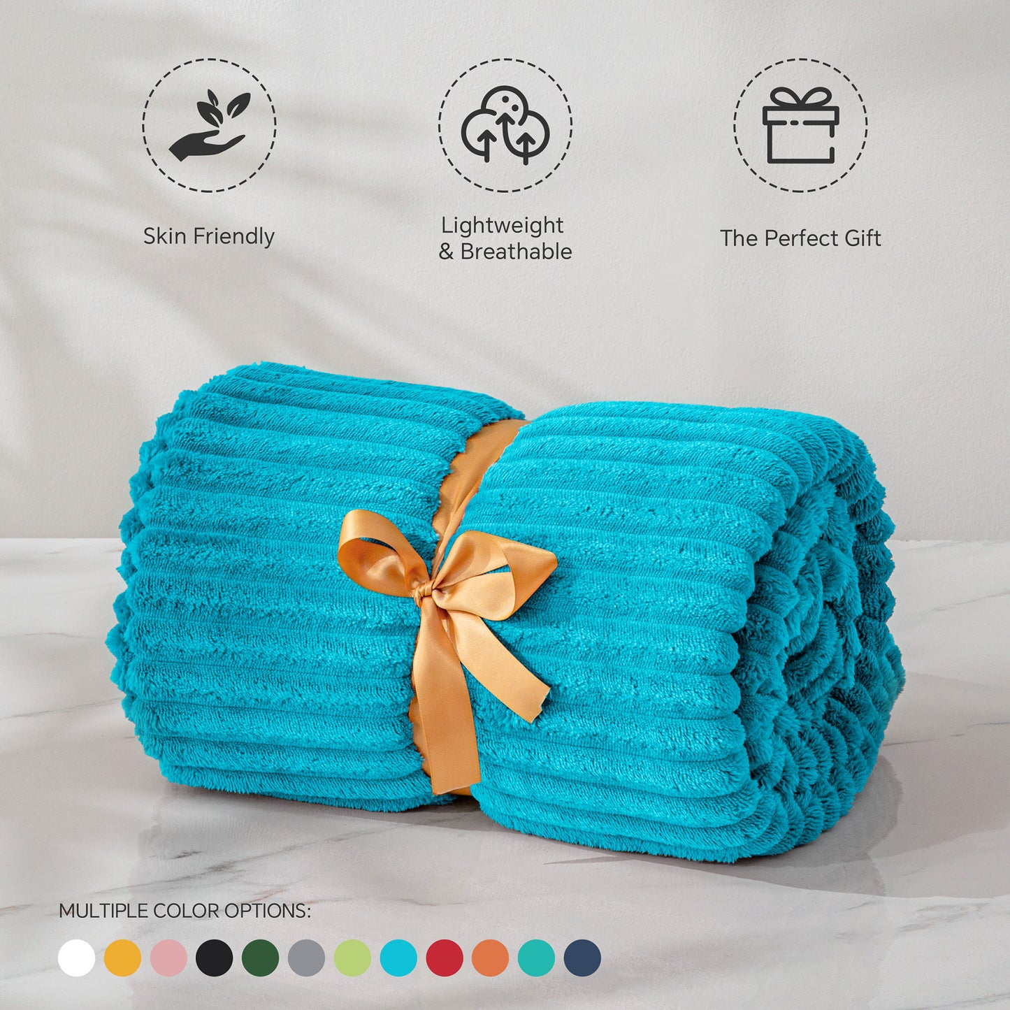 Fleece Blanket - 3D Ribbed Jacquard Decorative Throw Blanket for Couch & Bed, Lightweight Warm Cozy Soft Fuzzy Blankets All Seasons Suitable