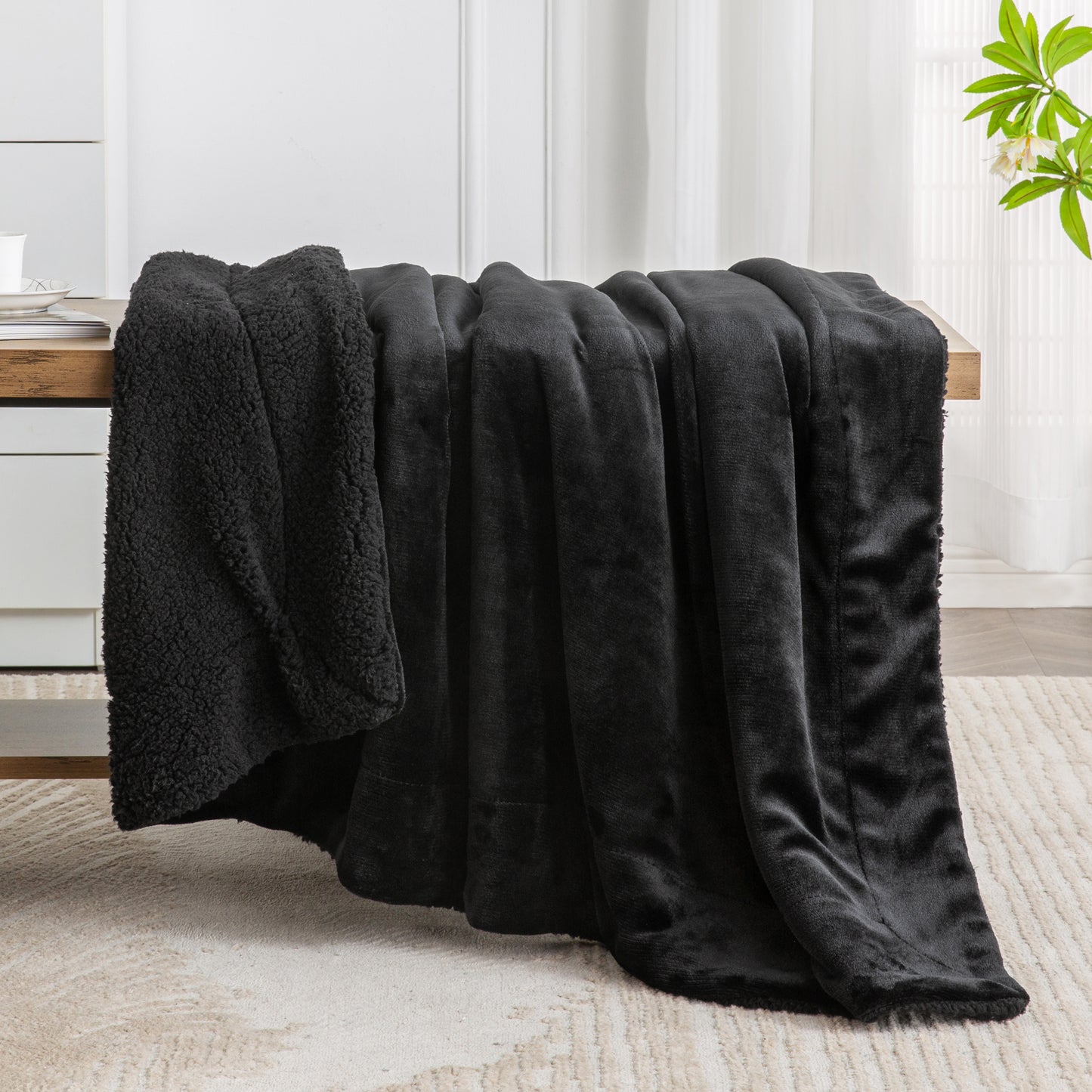 Sherpa Fleece Blanket Throw Blanket for Couch & Bed- 480GSM Thick Warm Winter Blankets, Super Soft & Cozy Fuzzy Blanket