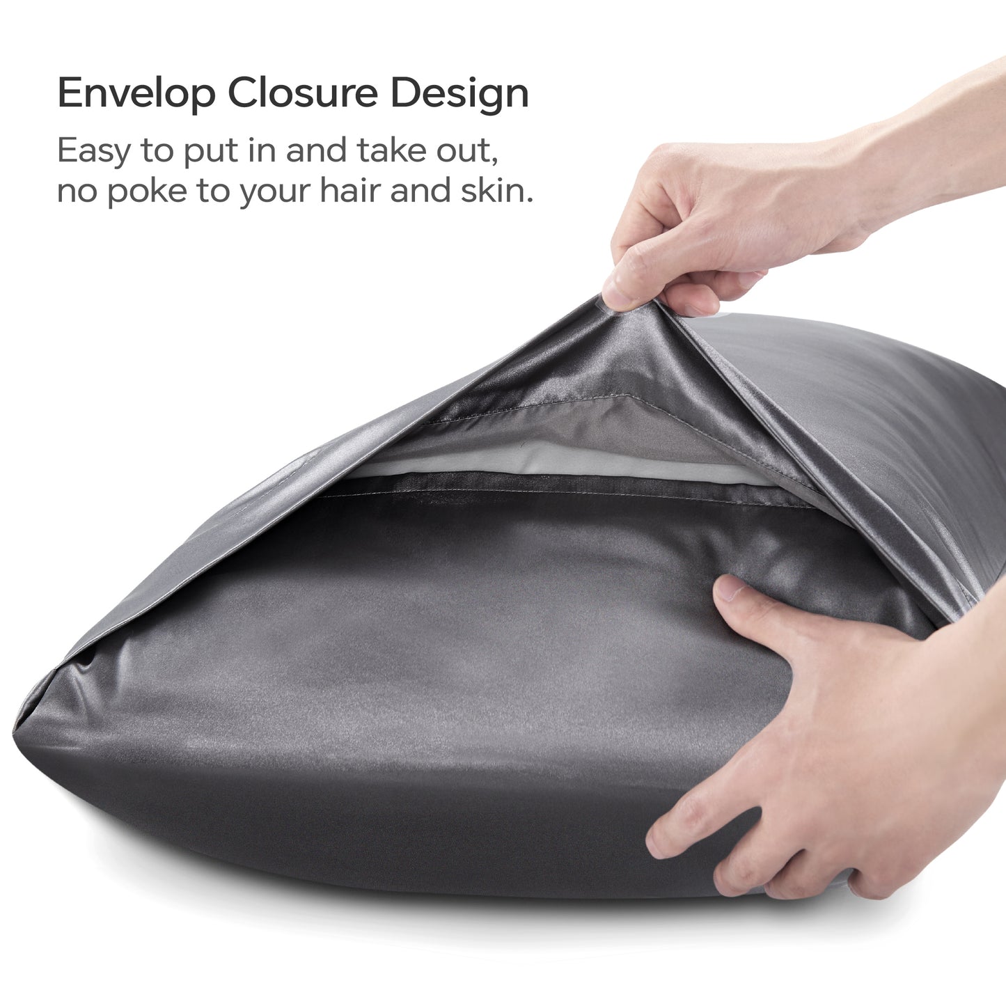 Satin Silk Pillowcase for Hair and Skin, Pillow Cases Set of 4 Pack Super Soft Pillow Case with Envelope Closure