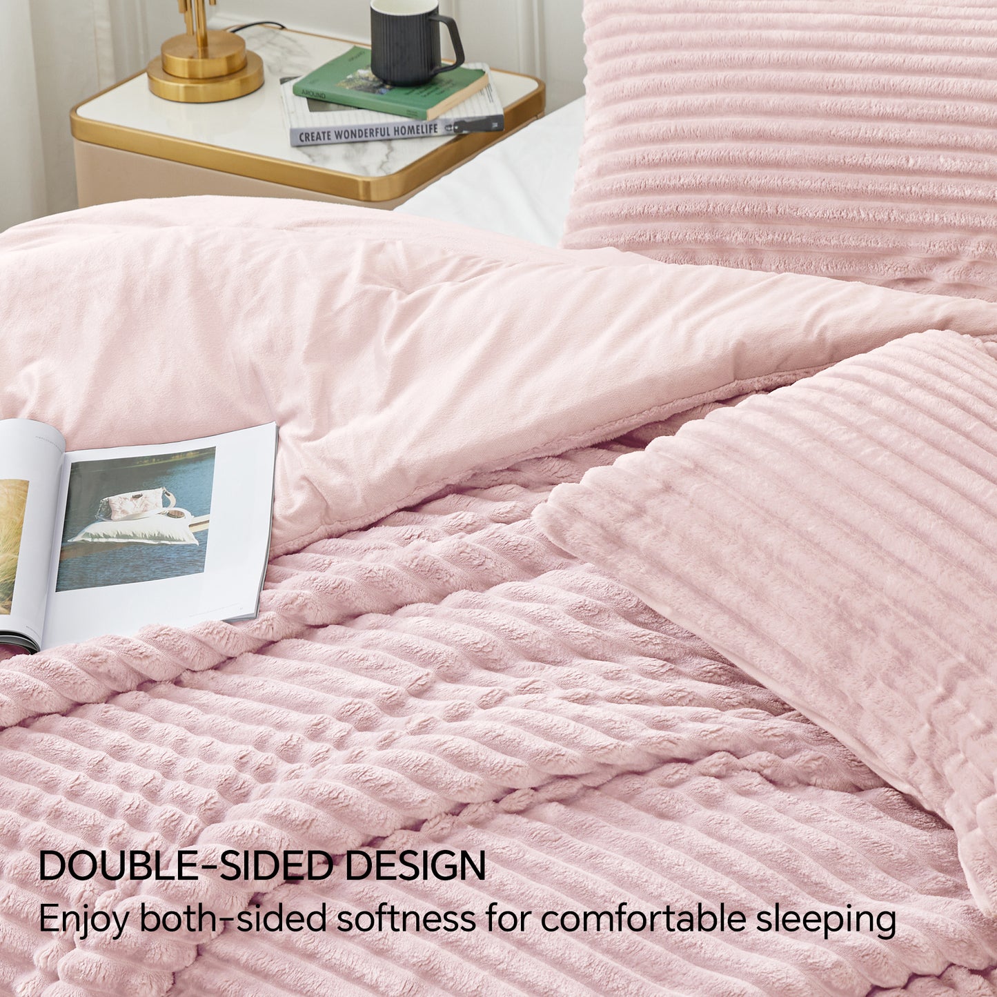 Fleece Comforter Set -Super Soft & Warm Fluffy Bedding, Luxury Fuzzy Heavy Bed Set for Winter