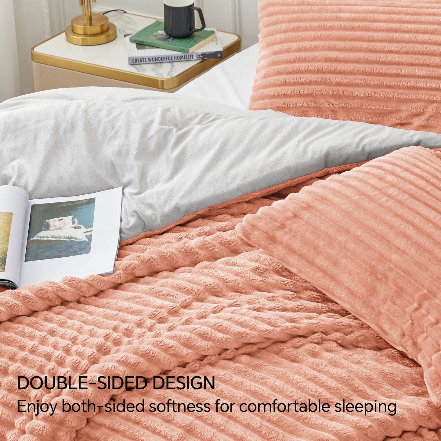 Fleece Comforter Set -Super Soft & Warm Fluffy Bedding, Luxury Fuzzy Heavy Bed Set for Winter