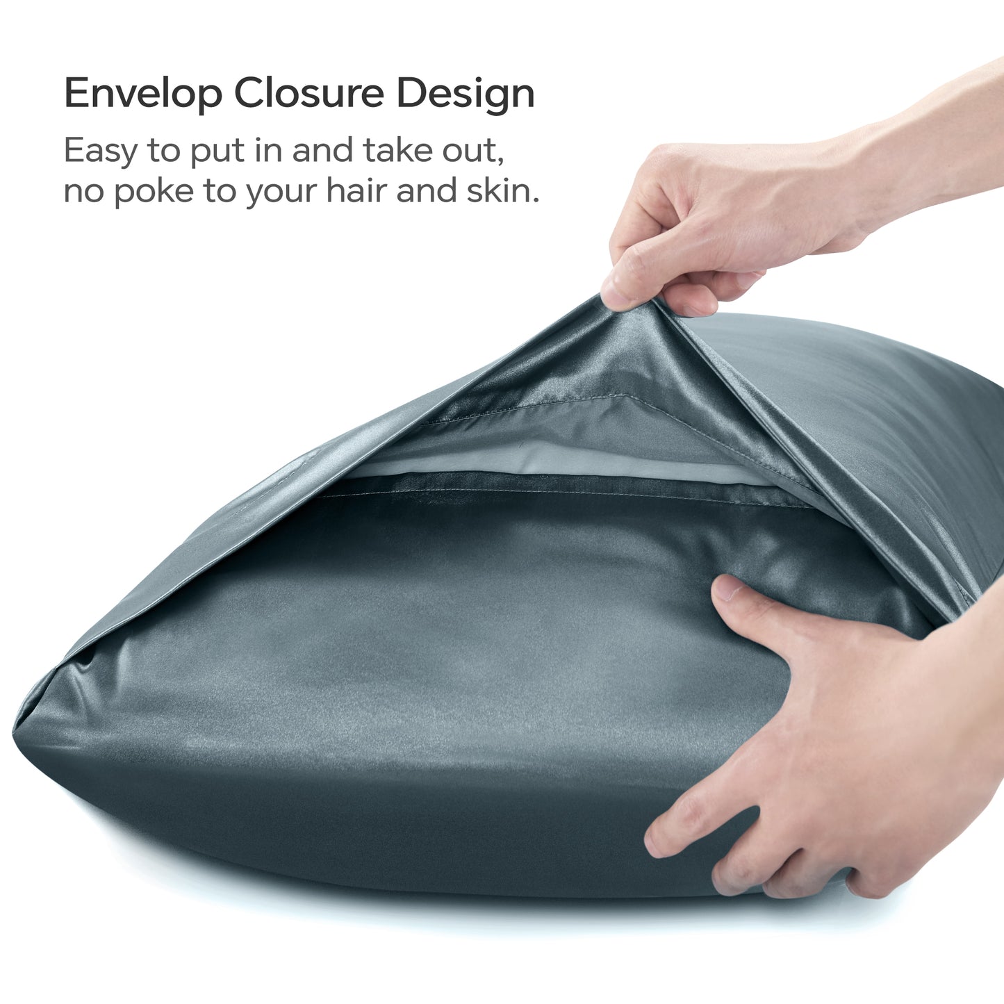 Satin Silk Pillowcase for Hair and Skin, Pillow Cases Set of 4 Pack Super Soft Pillow Case with Envelope Closure