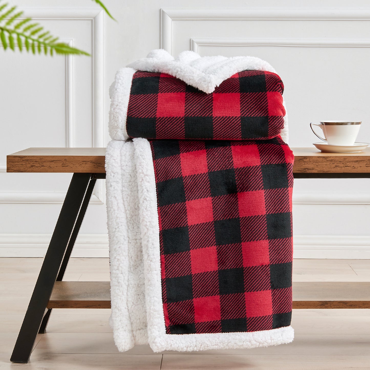 Sherpa Fleece Blanket - Buffalo Plaid Christmas Blanket, Super Soft Cozy Warm Thick Winter Throw Blankets for Couch and Bed