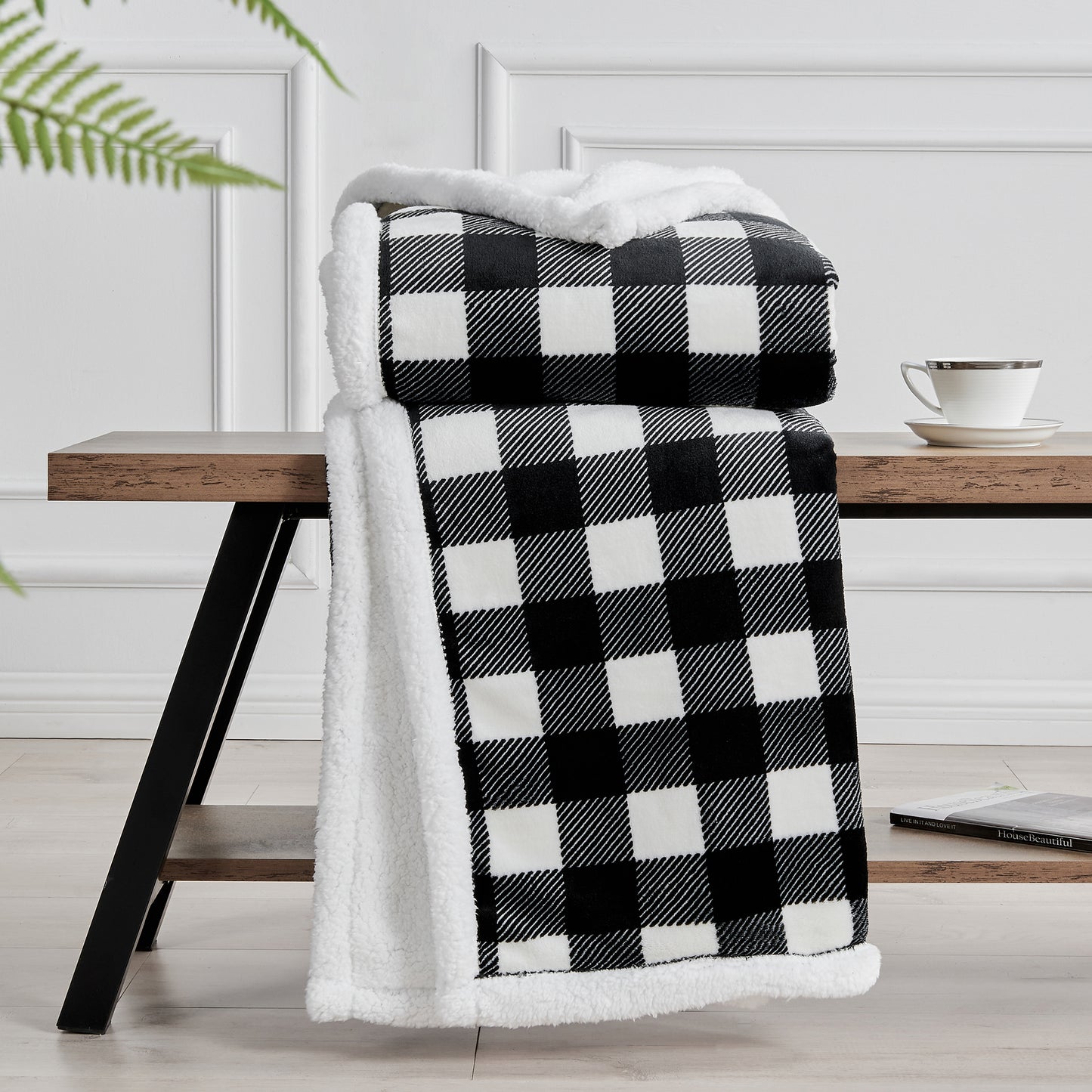 Sherpa Fleece Blanket - Buffalo Plaid Christmas Blanket, Super Soft Cozy Warm Thick Winter Throw Blankets for Couch and Bed