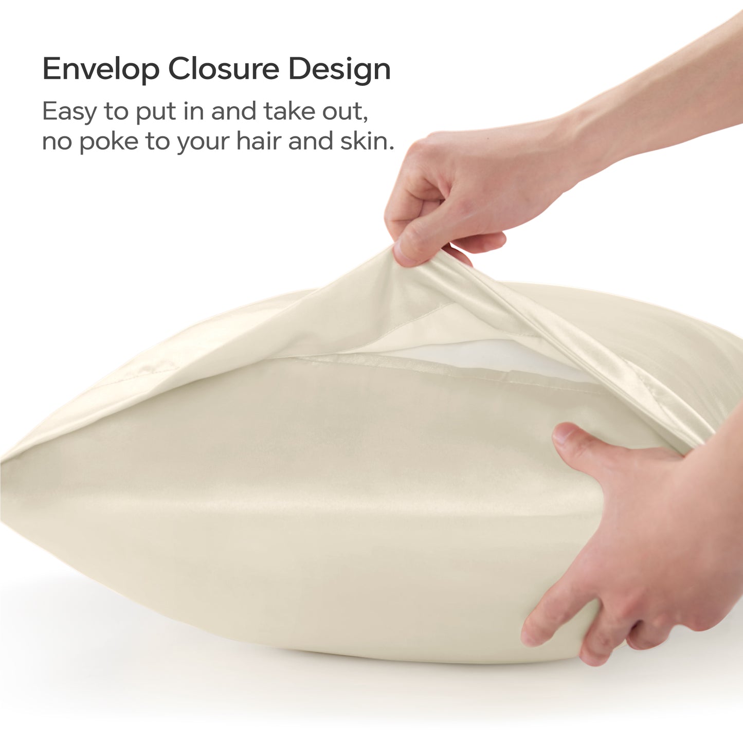 Satin Silk Pillowcase for Hair and Skin, Pillow Cases Set of 4 Pack Super Soft Pillow Case with Envelope Closure