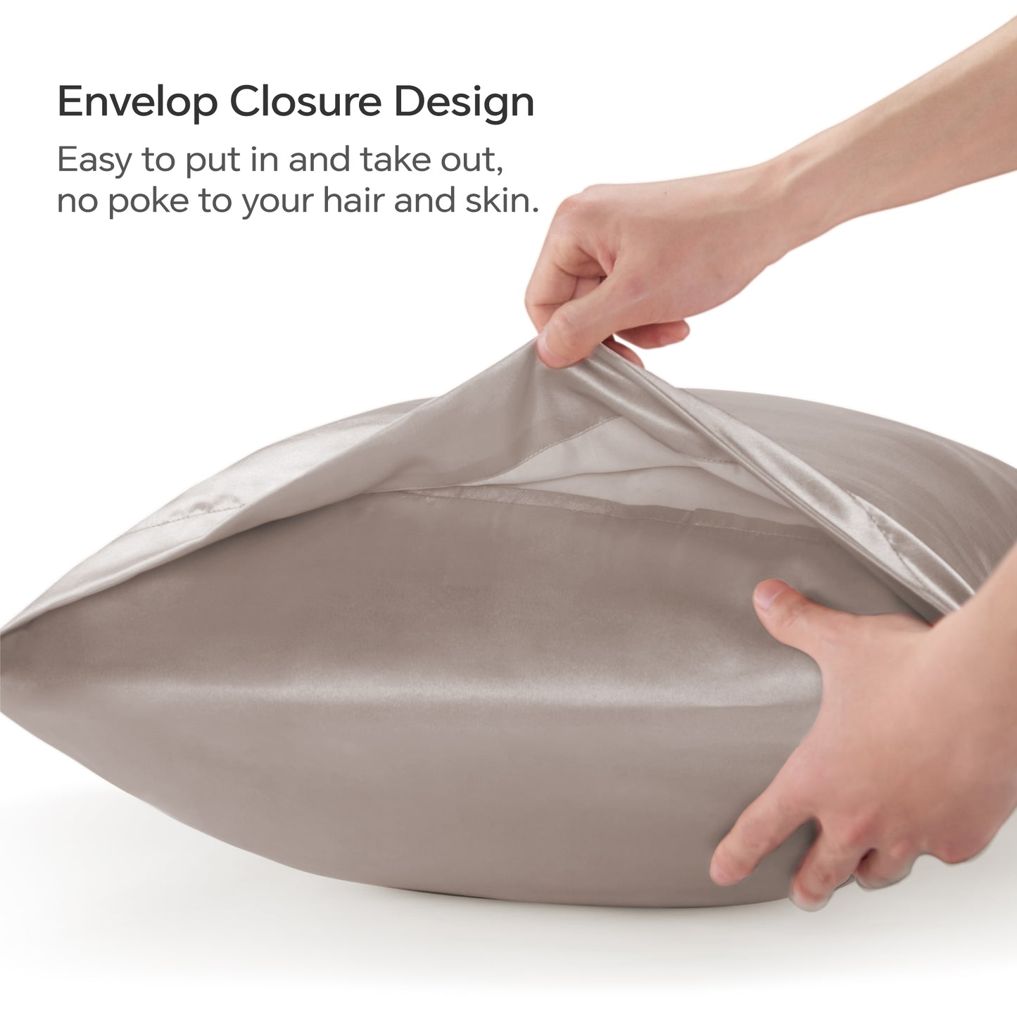 Satin Silk Pillowcase for Hair and Skin, Pillow Cases Set of 4 Pack Super Soft Pillow Case with Envelope Closure