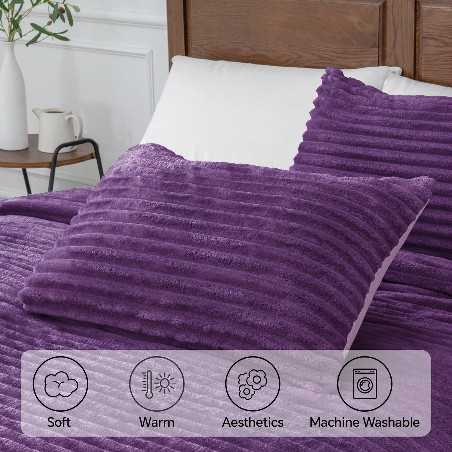 Fleece Comforter Set -Super Soft & Warm Fluffy Bedding, Luxury Fuzzy Heavy Bed Set for Winter