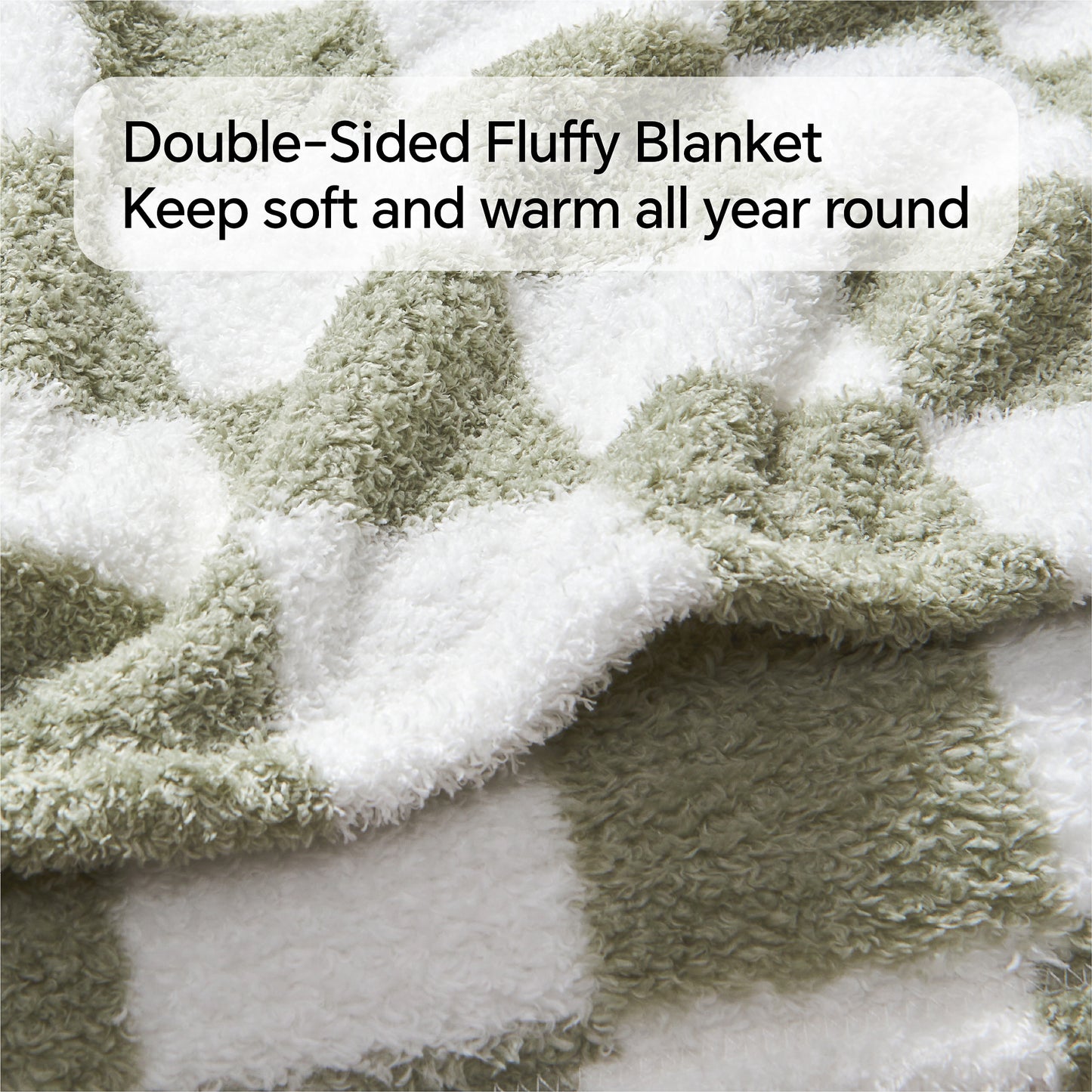 Checkered Blankets Queen Size - Ultra Soft Cozy Knit Fluffy Blanket, 350GSM Thick Warm Winter Large Blanket for Couch, Bed