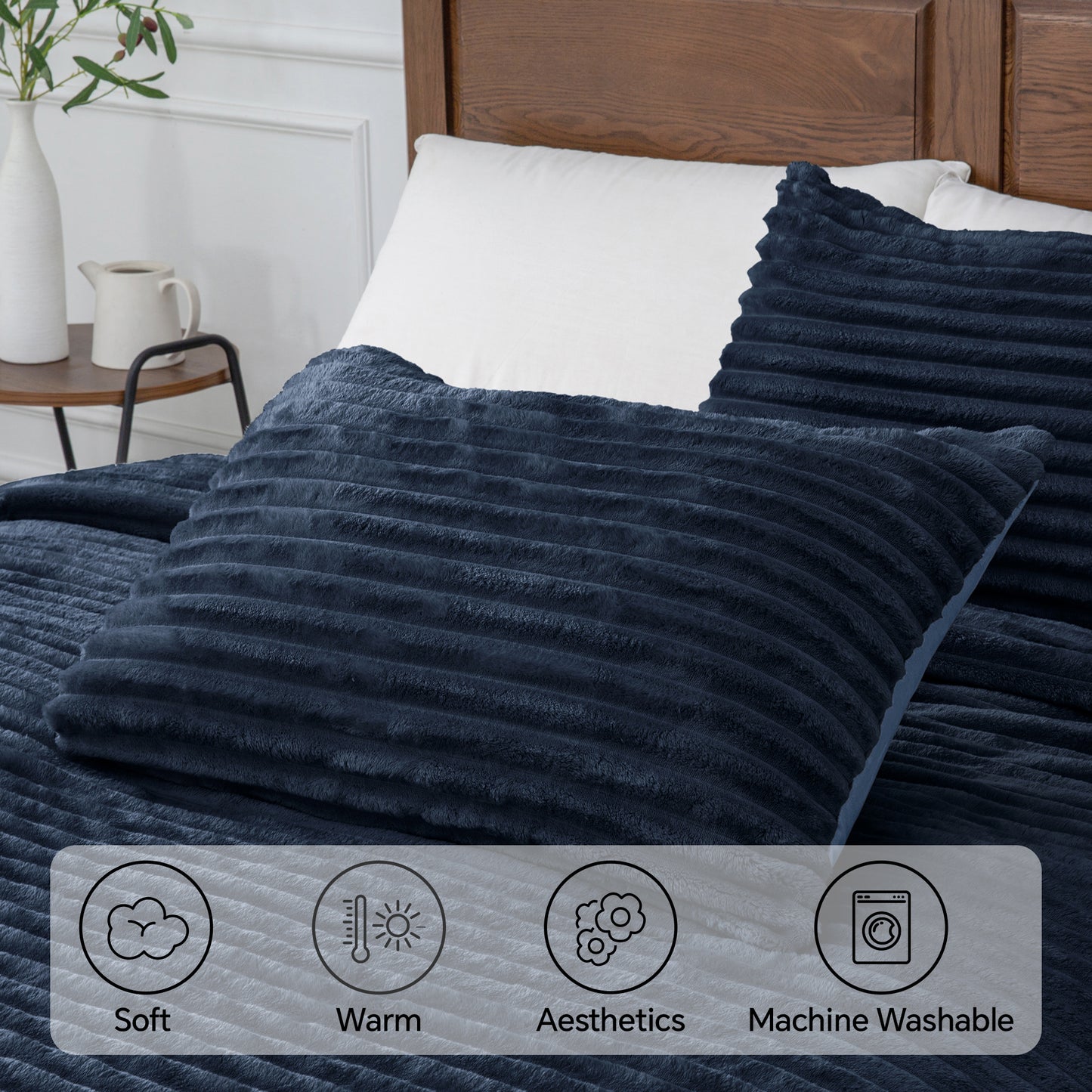 Fleece Comforter Set -Super Soft & Warm Fluffy Bedding, Luxury Fuzzy Heavy Bed Set for Winter