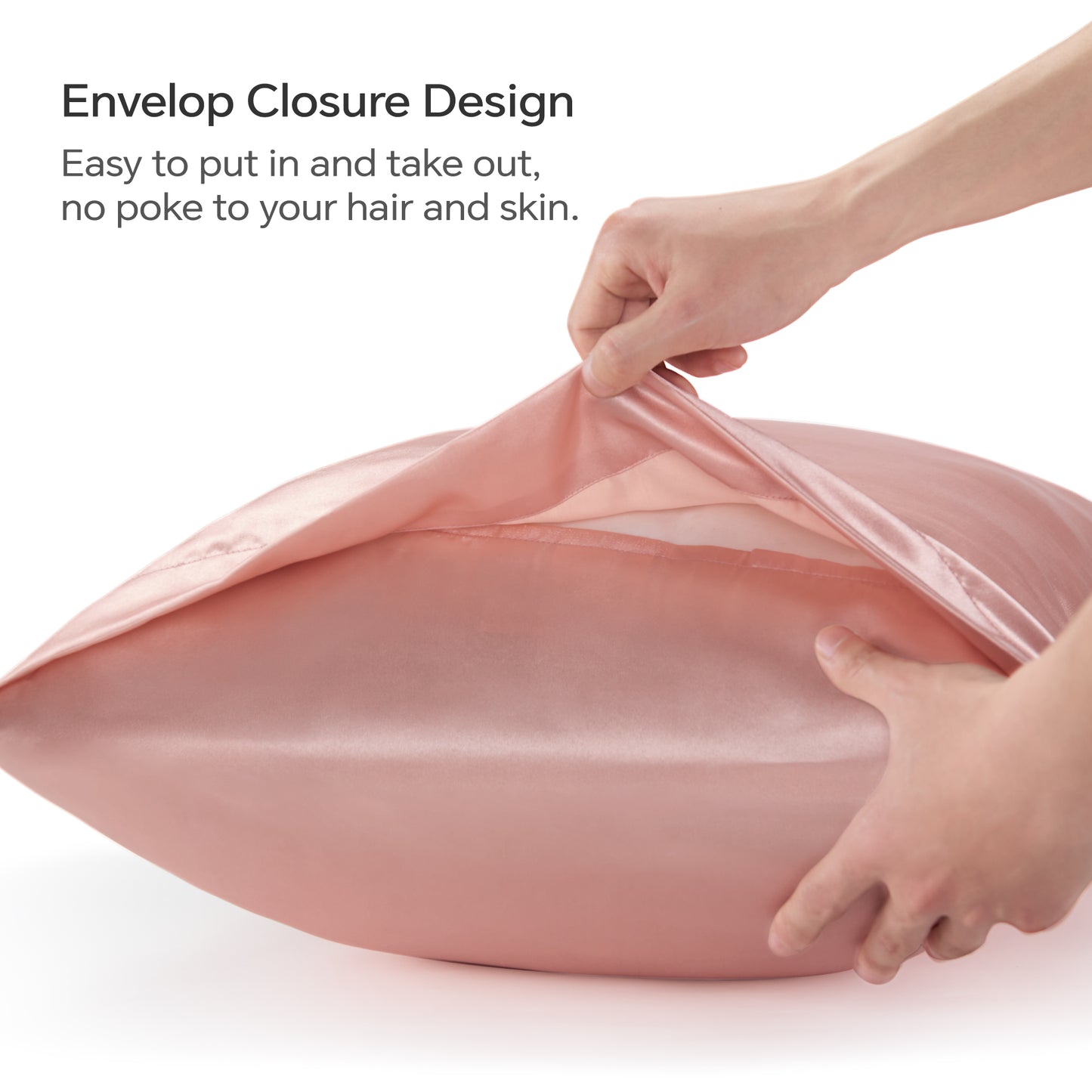Satin Silk Pillowcase for Hair and Skin, Pillow Cases Set of 4 Pack Super Soft Pillow Case with Envelope Closure