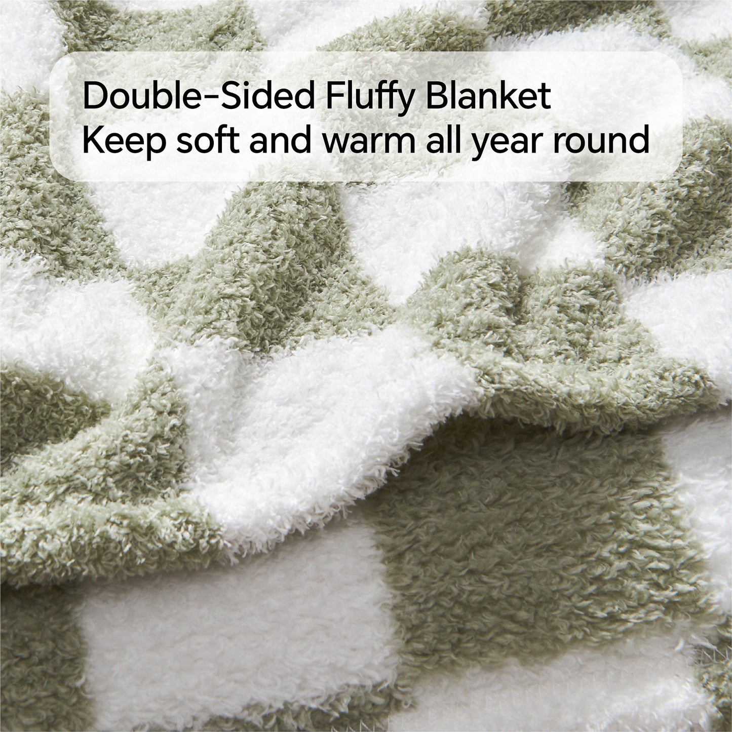 Checkered Blanket - Ultra Soft Cozy Knit Fluffy Blanket, 350GSM Thick Warm Winter Throw Blanket for Couch, Bed, Travel
