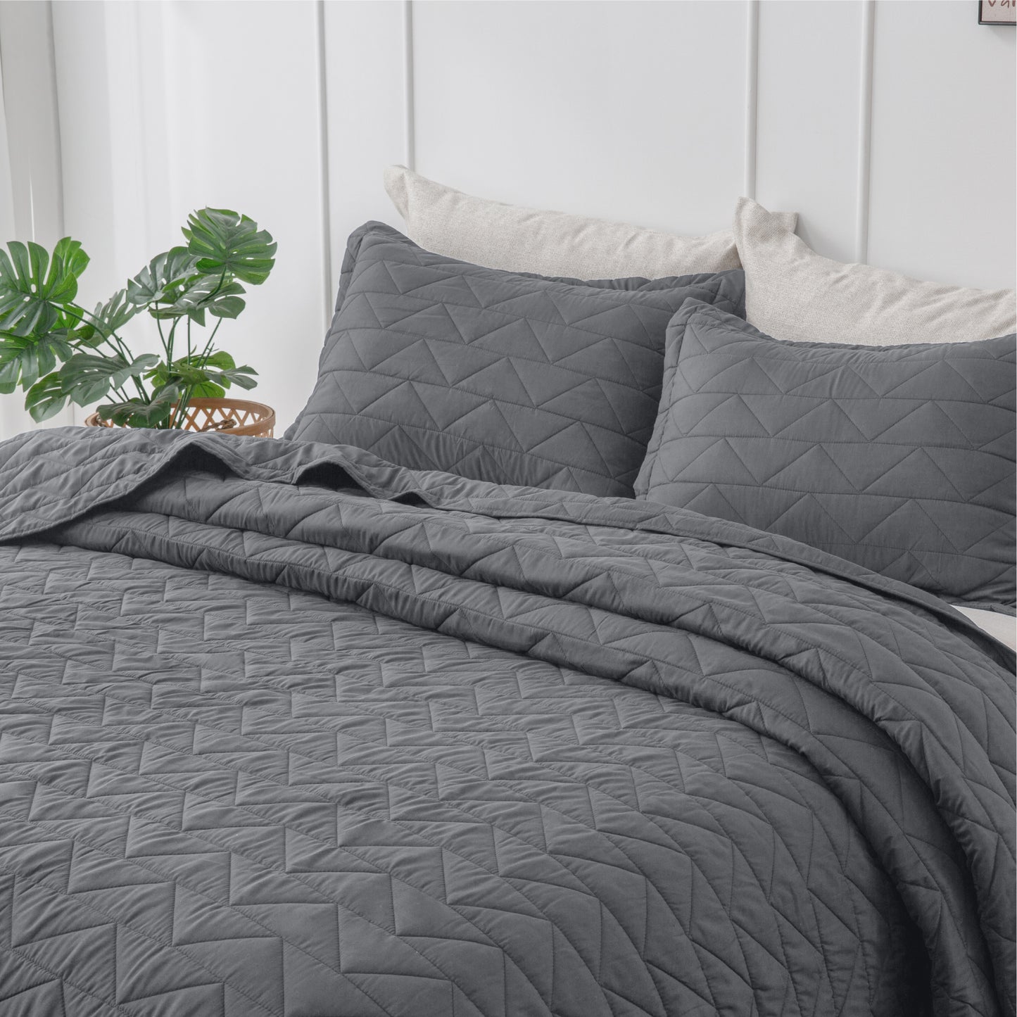 Quilts Sets - Summer Lightweight Bedspreads - Soft Modern Weave Pattern Coverlet Bed Set - 3 Piece (1 Quilt 90" x 96" + 2 Pillow Shams 20" x 26")