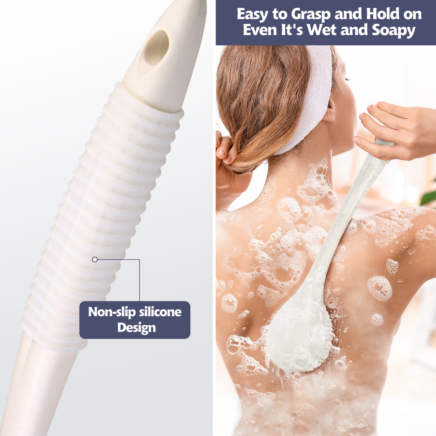 Back Bath Brush Long Handle for Shower (16.4 in)