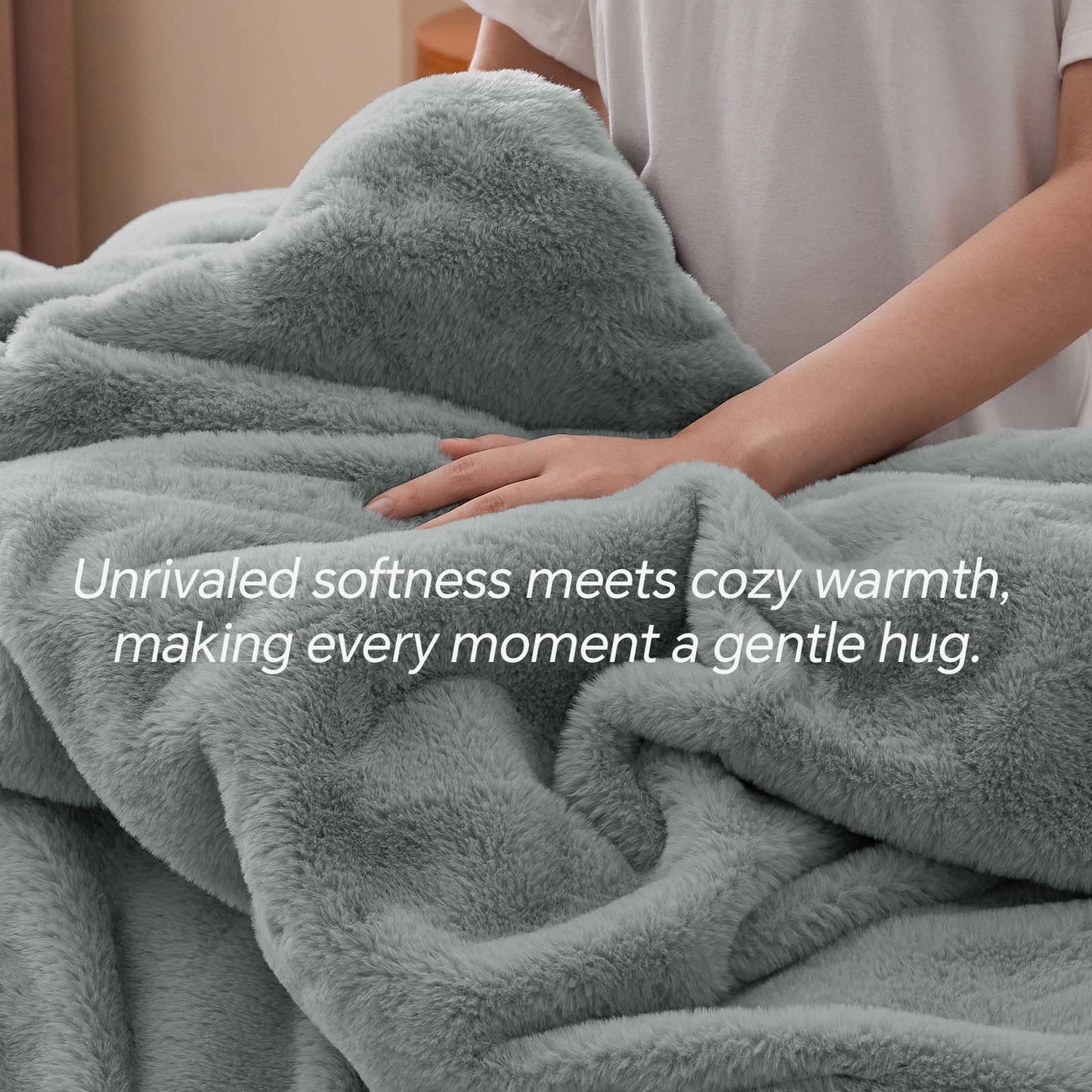 BEDELITE Faux Fur Fleece Queen Comforter Set - Fluffy & Warm Grey Comforter Queen Size,Ultra Soft and Cozy Winter Bedding Set,Fuzzy Thick Bed Set,1 Comforter and 2 Pillowcases