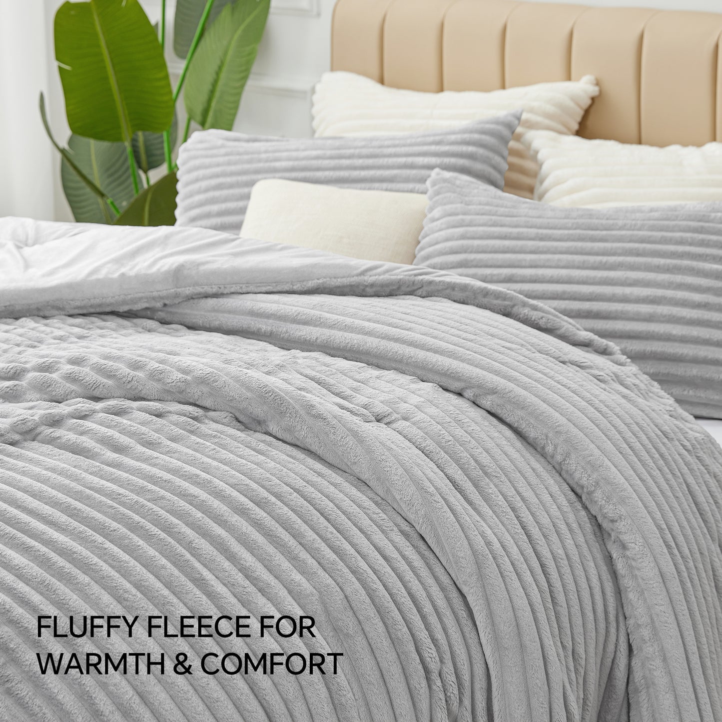 Fleece Comforter Set -Super Soft & Warm Fluffy Bedding, Luxury Fuzzy Heavy Bed Set for Winter