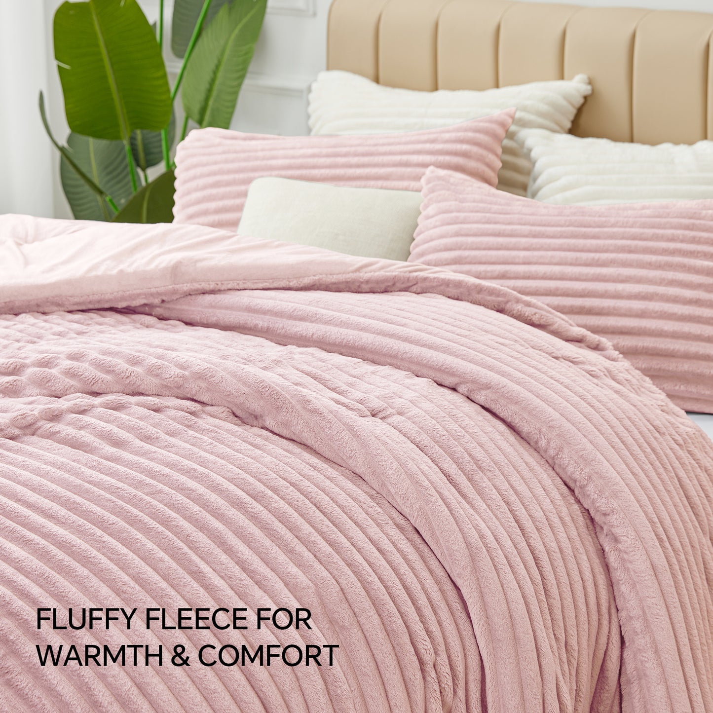 Fleece Comforter Set -Super Soft & Warm Fluffy Bedding, Luxury Fuzzy Heavy Bed Set for Winter
