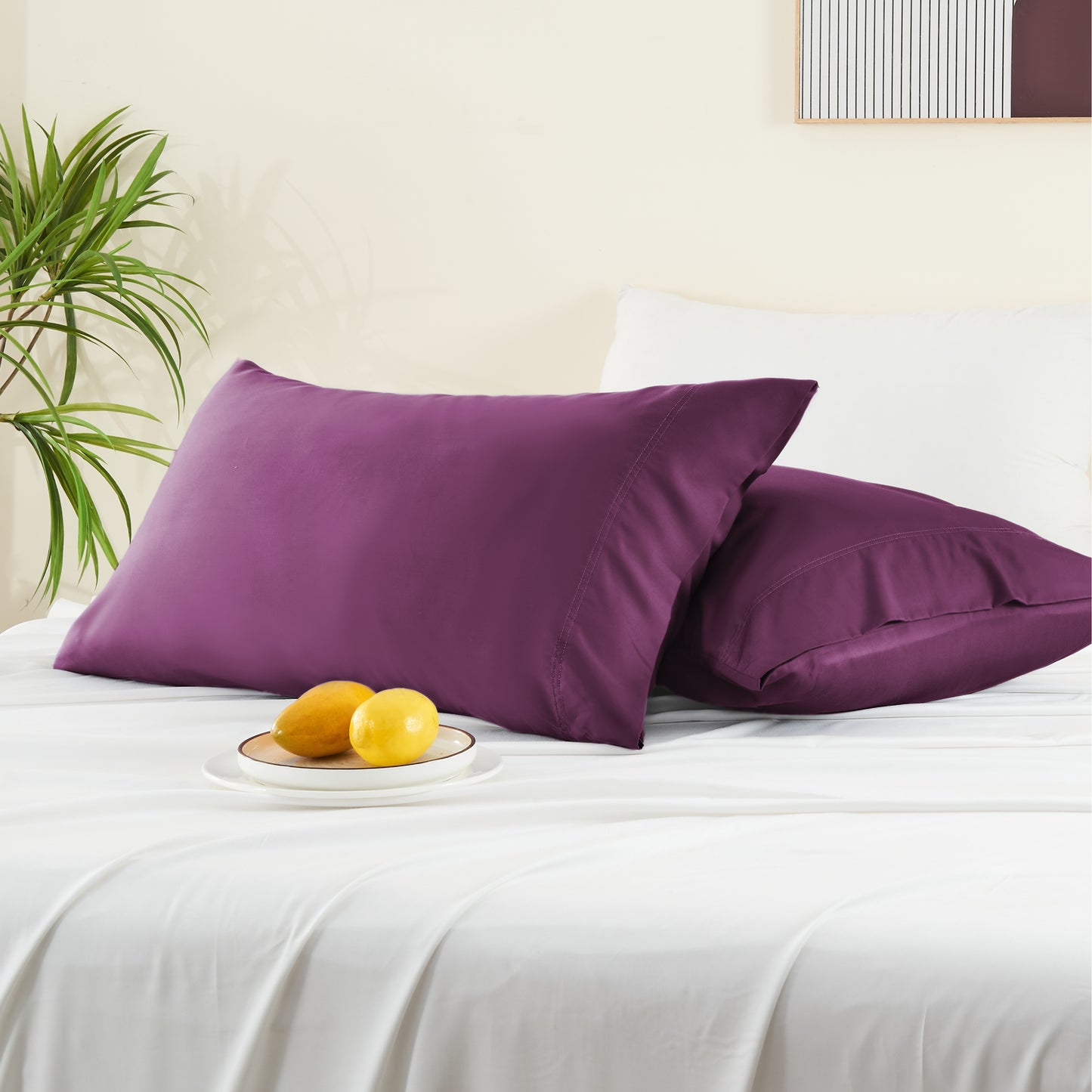 Pillow Cases Set of 2 Pack, Rayon Derived from Bamboo, Cooling Pillow Cases for Hot Sleepers & Night Sweats, Breathable and Silky Soft Envelope Pillowcases