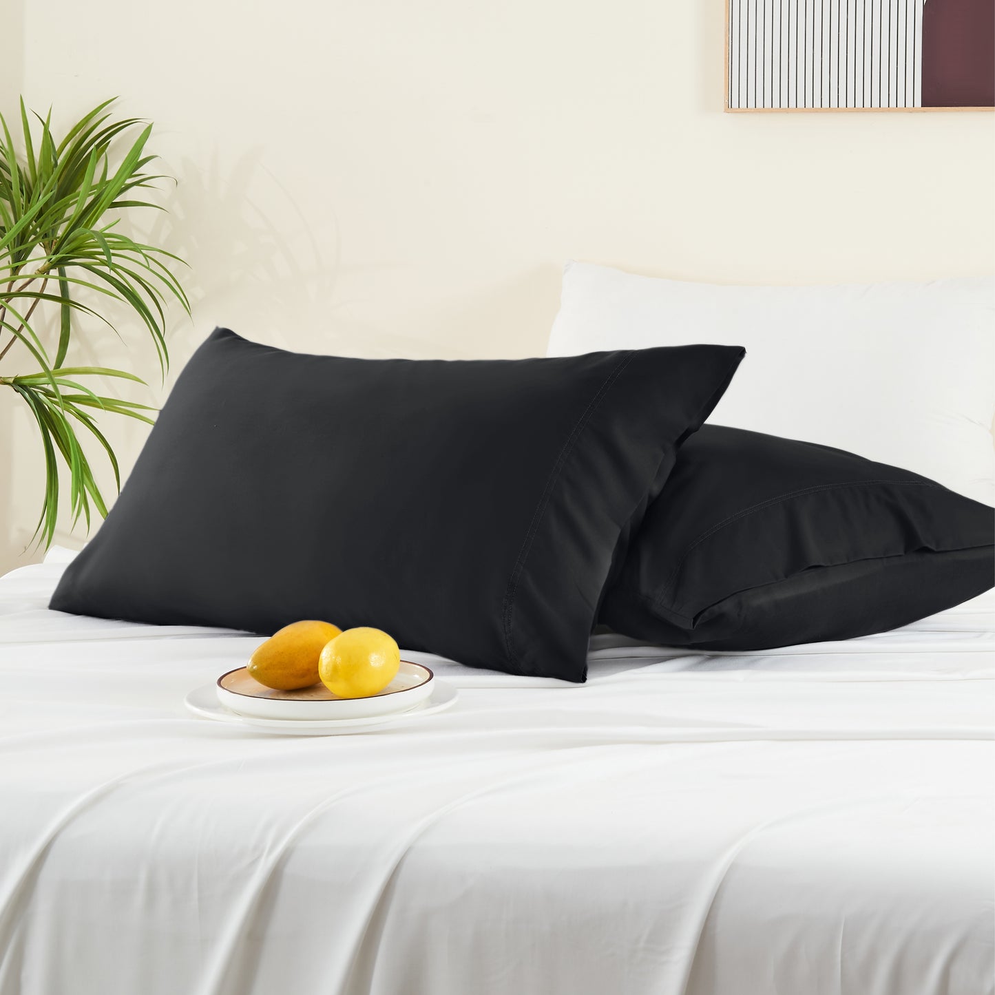 Pillow Cases Set of 2 Pack, Rayon Derived from Bamboo, Cooling Pillow Cases for Hot Sleepers & Night Sweats, Breathable and Silky Soft Envelope Pillowcases