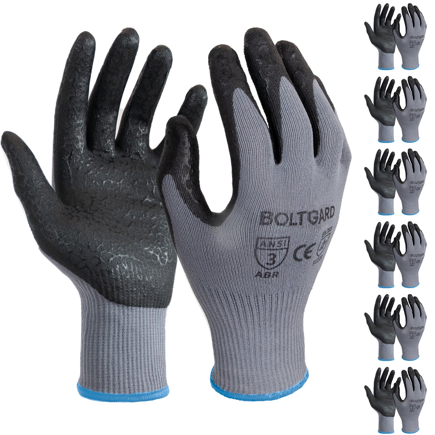 BOLTGARD Work Gloves Men Pro with Wavy Foam Nitrile Grip, Breathable Touchscreen
