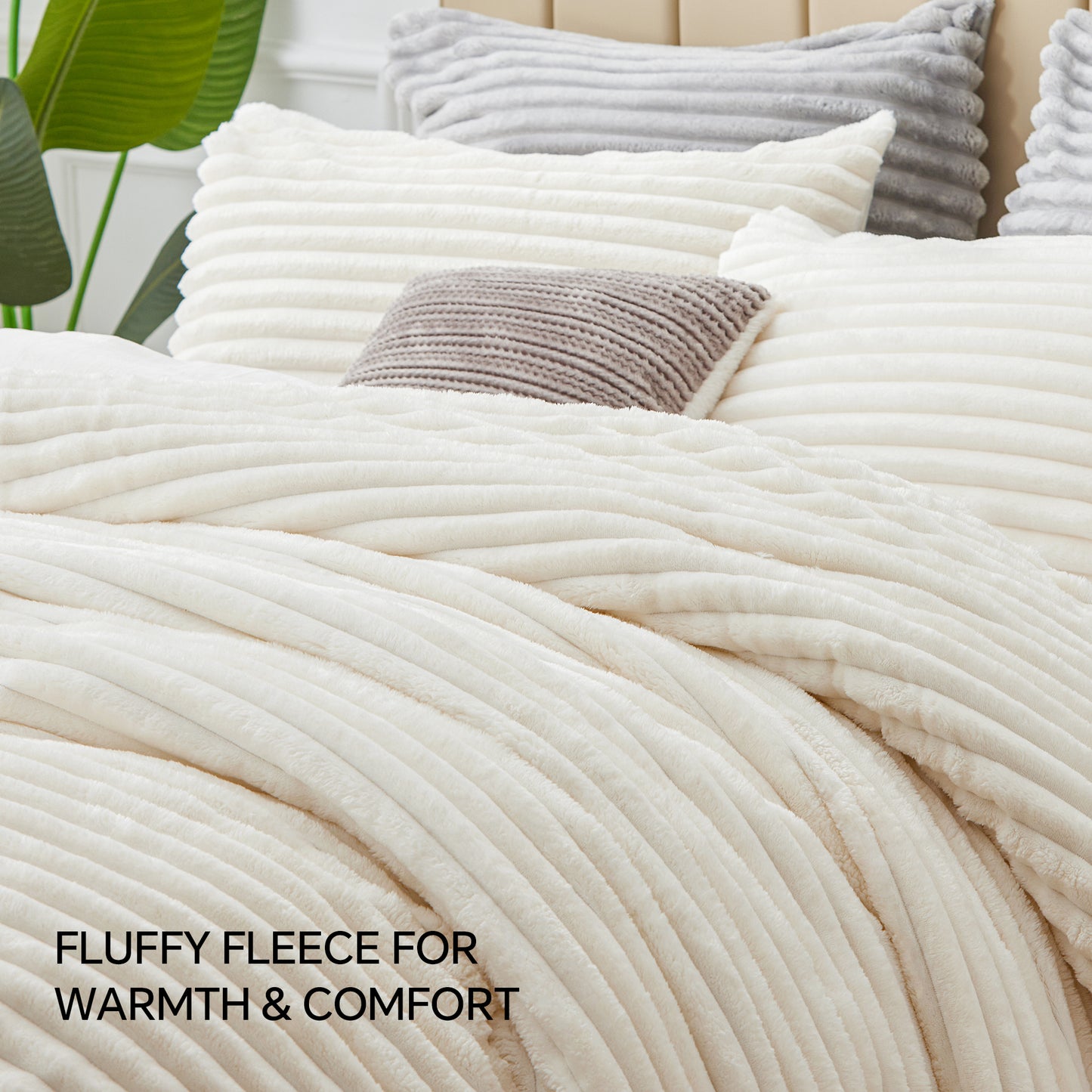 Fleece Comforter Set -Super Soft & Warm Fluffy Bedding, Luxury Fuzzy Heavy Bed Set for Winter