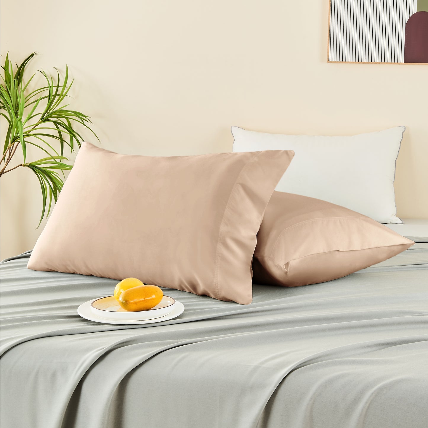 Pillow Cases Set of 2 Pack, Rayon Derived from Bamboo, Cooling Pillow Cases for Hot Sleepers & Night Sweats, Breathable and Silky Soft Envelope Pillowcases