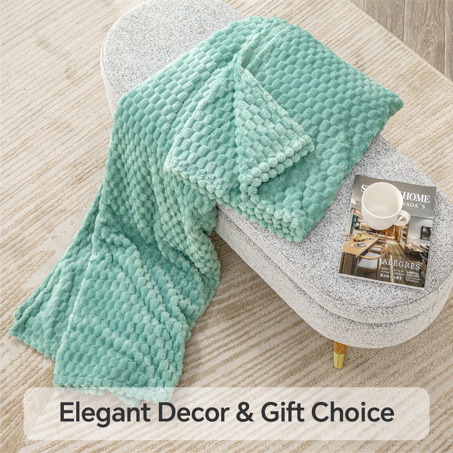 Fleece Blanket for Couch & Bed - 3D Jacquard Decorative Blanket, Super Soft and Cozy Warm Fuzzy Blanket for Winter