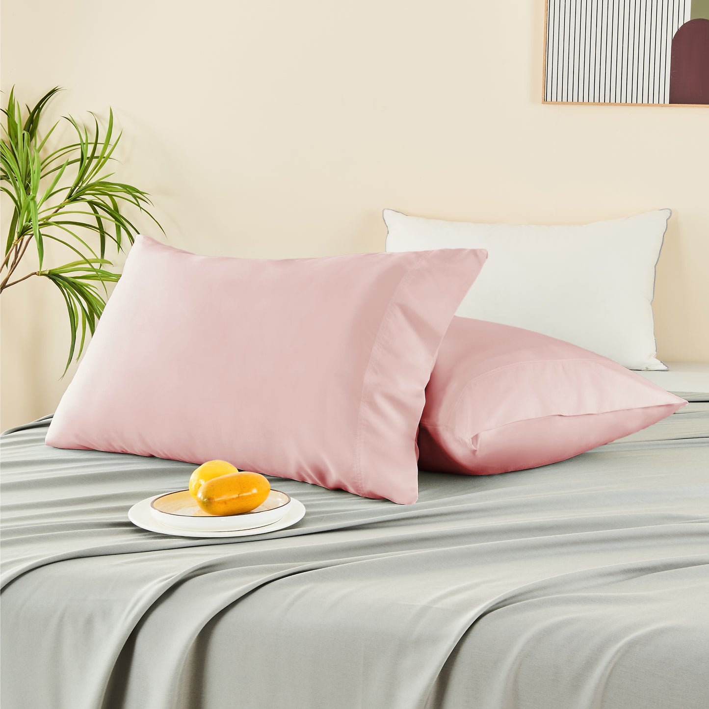 Pillow Cases Set of 2 Pack, Rayon Derived from Bamboo, Cooling Pillow Cases for Hot Sleepers & Night Sweats, Breathable and Silky Soft Envelope Pillowcases