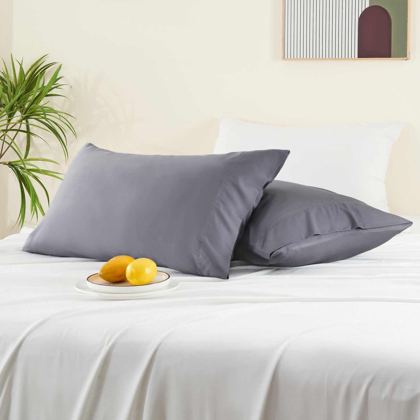 Pillow Cases Set of 2 Pack, Rayon Derived from Bamboo, Cooling Pillow Cases for Hot Sleepers & Night Sweats, Breathable and Silky Soft Envelope Pillowcases