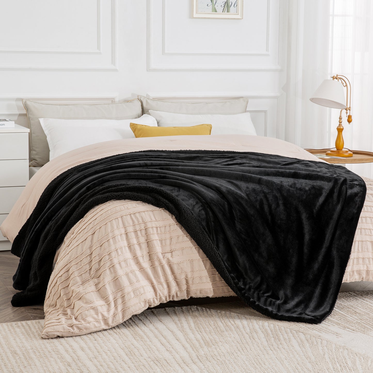 Sherpa Fleece Blanket Throw Blanket for Couch & Bed- 480GSM Thick Warm Winter Blankets, Super Soft & Cozy Fuzzy Blanket