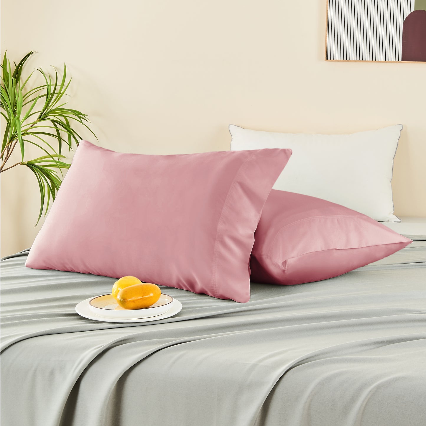 Pillow Cases Set of 2 Pack, Rayon Derived from Bamboo, Cooling Pillow Cases for Hot Sleepers & Night Sweats, Breathable and Silky Soft Envelope Pillowcases