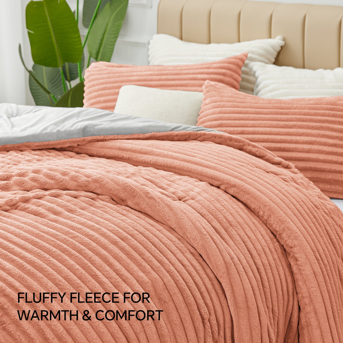 Fleece Comforter Set -Super Soft & Warm Fluffy Bedding, Luxury Fuzzy Heavy Bed Set for Winter