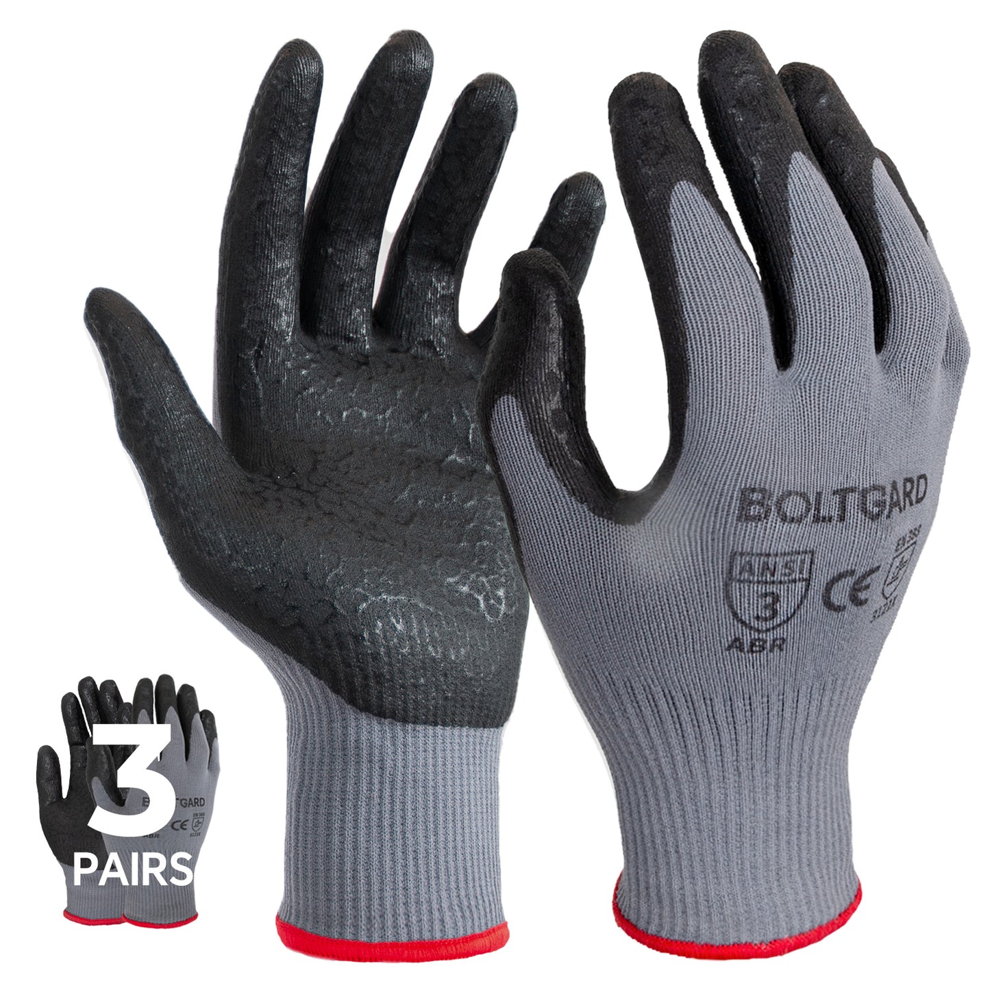 BOLTGARD Work Gloves Men Pro with Wavy Foam Nitrile Grip, Breathable Touchscreen