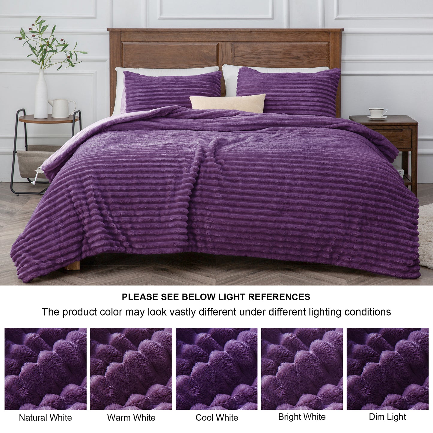 Fleece Comforter Set -Super Soft & Warm Fluffy Bedding, Luxury Fuzzy Heavy Bed Set for Winter