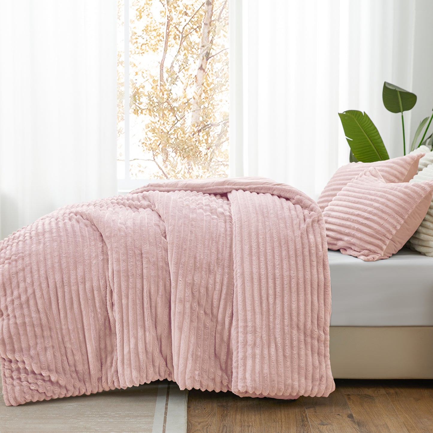 Fleece Comforter Set -Super Soft & Warm Fluffy Bedding, Luxury Fuzzy Heavy Bed Set for Winter