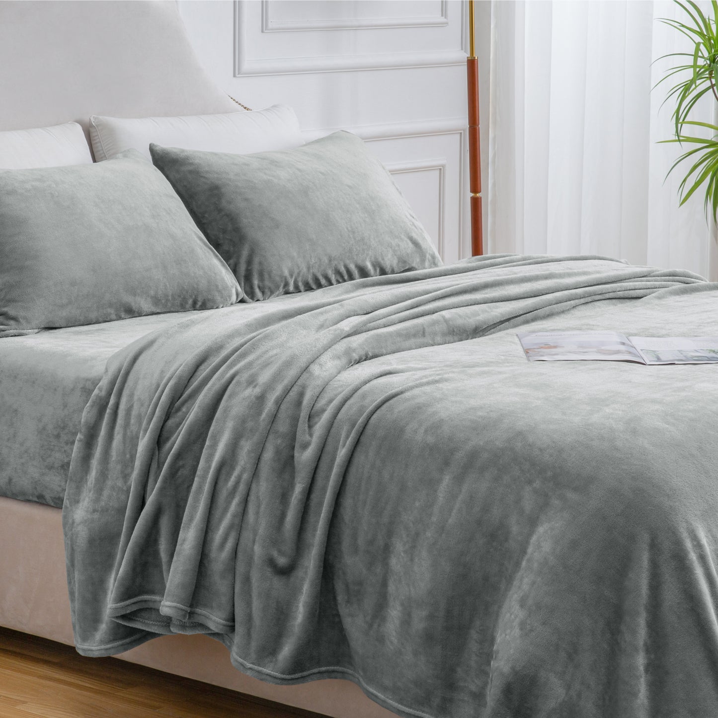 Flannel Sheets Twin Size Grey - Super Soft Fleece Sheets Set Fluffy Extra Plush