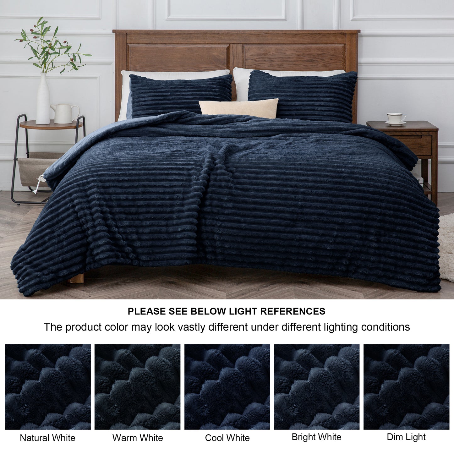 Fleece Comforter Set -Super Soft & Warm Fluffy Bedding, Luxury Fuzzy Heavy Bed Set for Winter