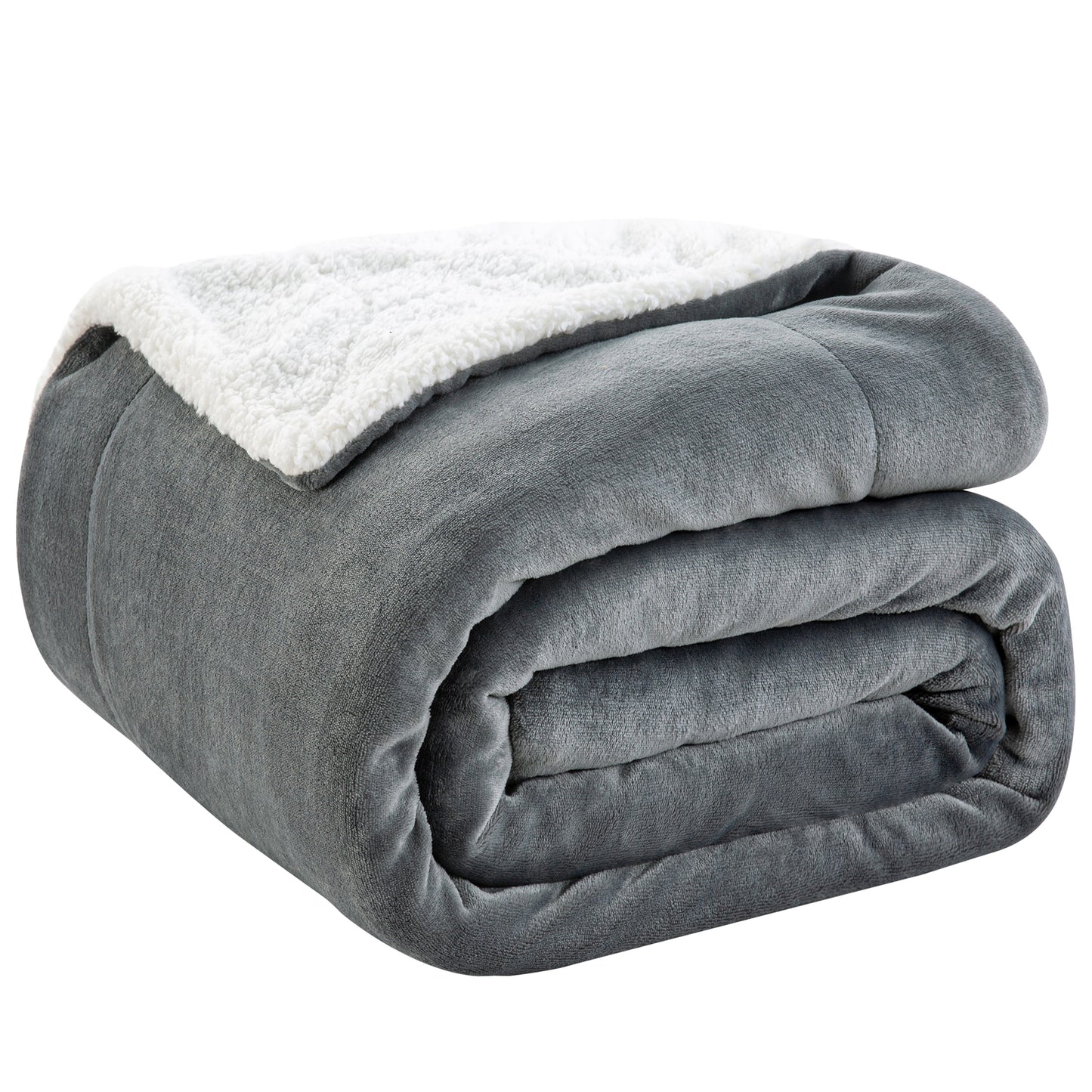 Sherpa Fleece Blankets Queen Size, Grey Thick Warm Blankets for Winter, Super Soft & Cozy Fuzzy Bed Blanket