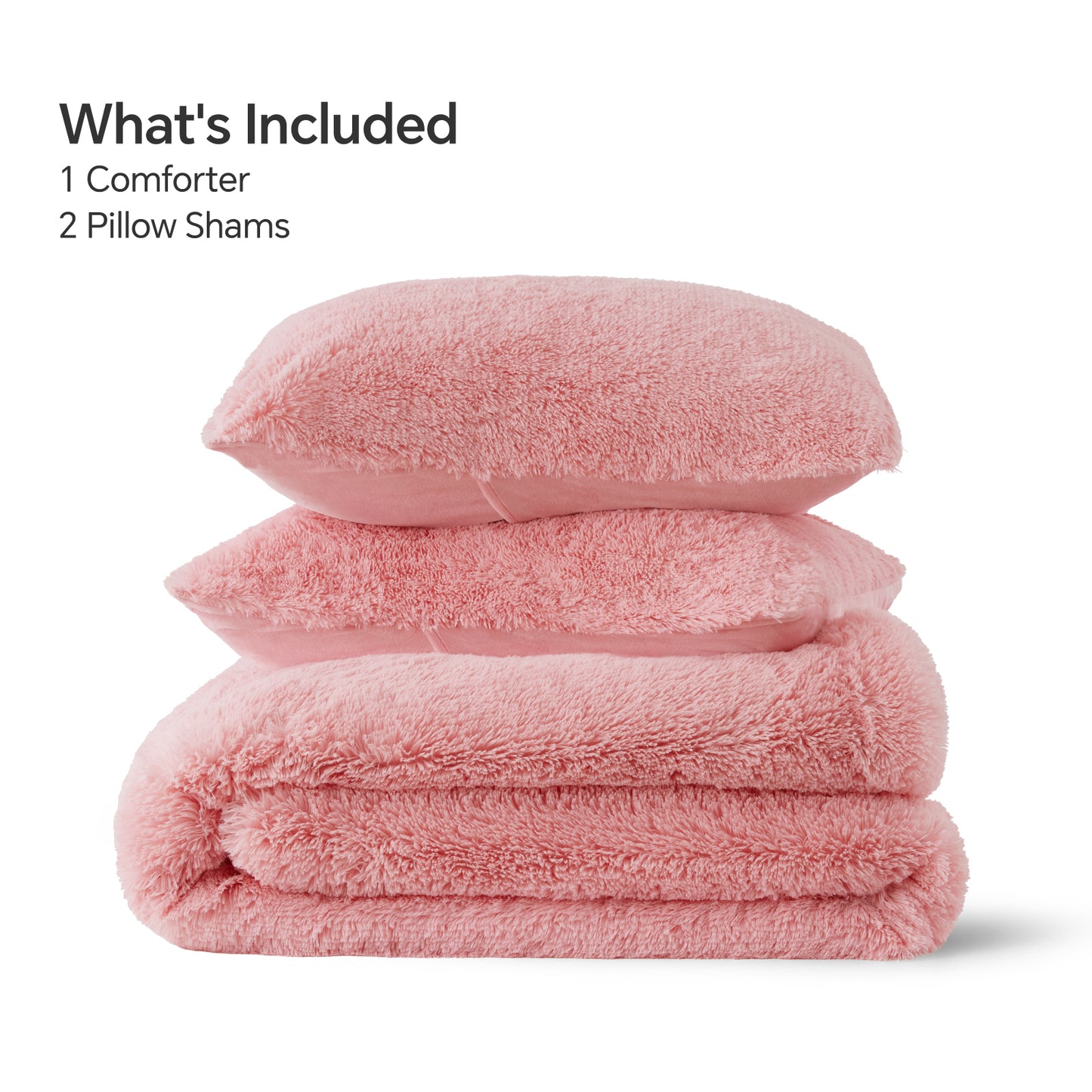 BEDELITE Fluffy Comforter Set Size, Fuzzy Faux Fur Comforter Bedding Set, 3Pieces Soft Warm Shaggy Bed Set (1 Comforter & 2 Pillowcases) as Gifts for Women