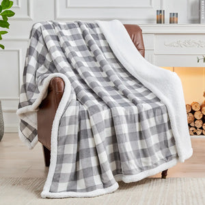 Buffalo Plaid Christmas Grey Blanket