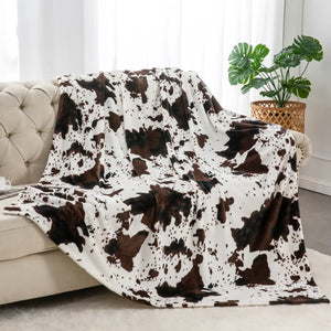 Cow Print Brown Throw Blanket