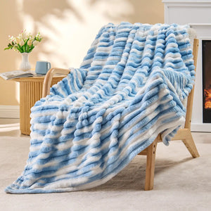Decorative Tie-dye Blue Striped Blanket